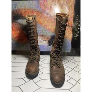 Wood 'N Stream Duck Hunting Knee High Boots Men's Sz 9.5 Canvas Leather